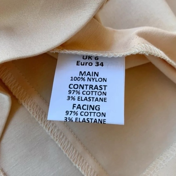 Elise Ryan Lace Embroidered Peplum Cocktail Dress Peach Beige Size UK 6 US 2 - Picture 7 of 8